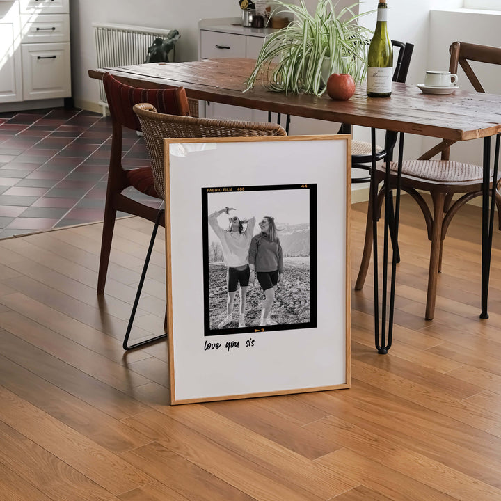 Personalized photo gift for sister in room