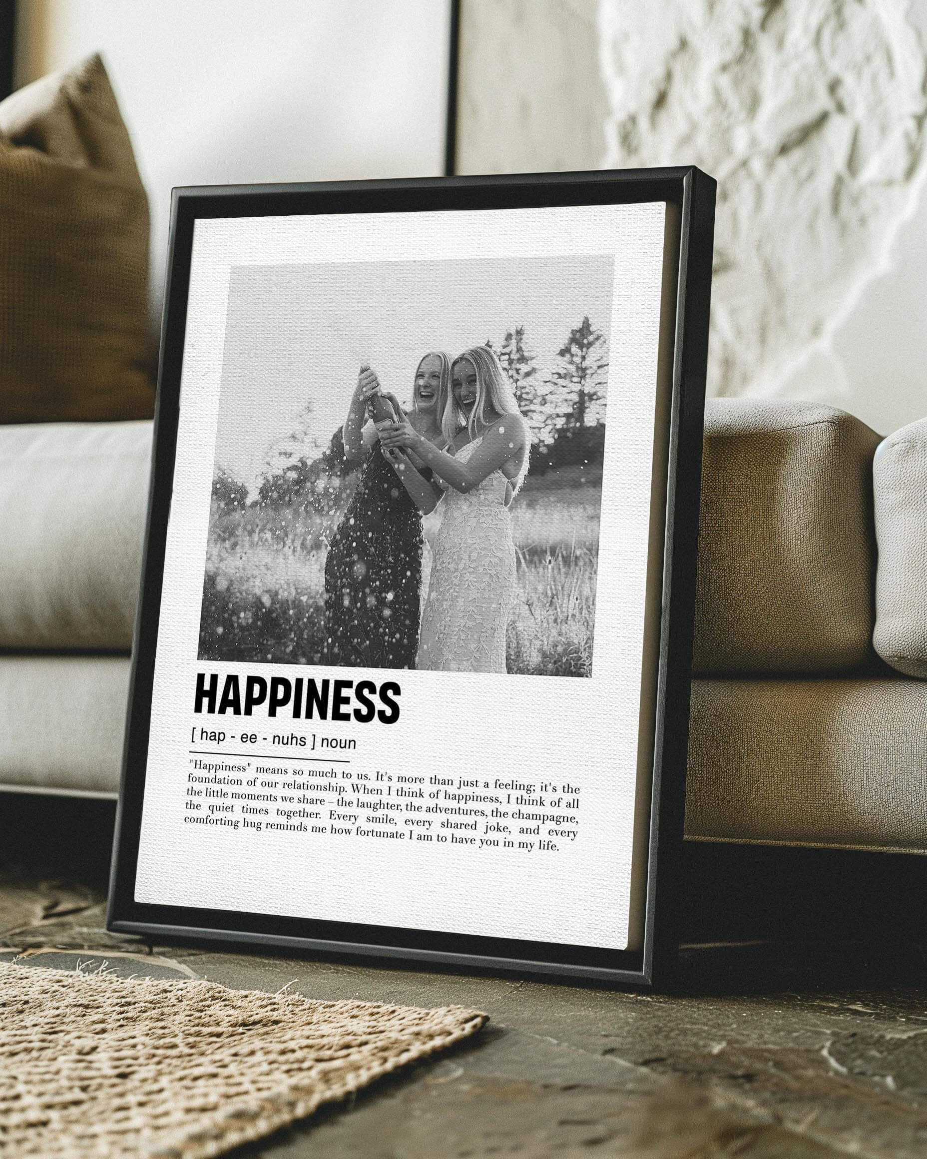 custom photo gift for wedding or anniversary printed in black and white photo art on a canvas made by fabric film studio who specialized in gift ideas for wife and husband gifts