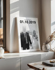 custom photo gift for wedding or anniversary printed in black and white photo art on a canvas made by fabric film studio who specialized in gift ideas for wife and husband gifts