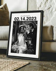 custom photo gift for wedding or anniversary printed in black and white photo art on a canvas made by fabric film studio who specialized in gift ideas for wife and husband gifts