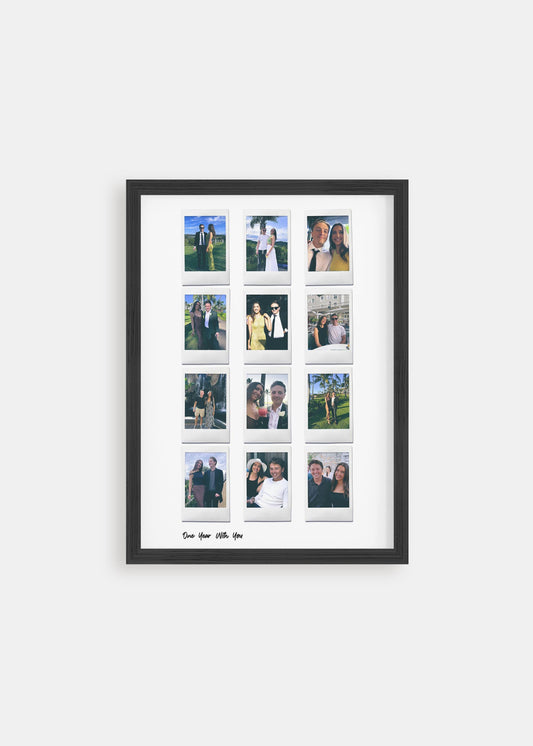 Customized 12 Moments Instant Film Poster featuring a collage of personalized photos arranged in an attractive grid, perfect as a unique photo gift or keepsake.